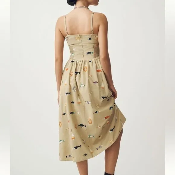 Maeve x Anthropologie Embroidered Fish MIDI Dress - Picture 3 of 9